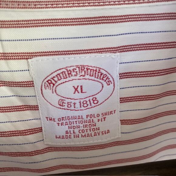 Brooks Brothers White with Burgundy Stripes Button Down Shirt - XL - Picture 4 of 5